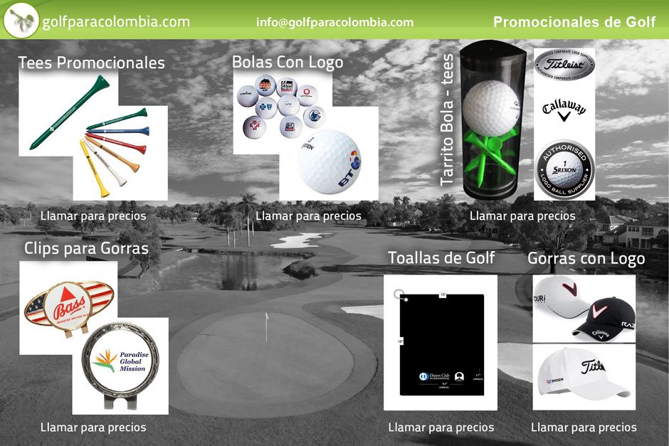 Promocionales de golf, bolas de golf con logo, gorras de golf con logo, toallas de golf con logo, marcadores de golf con logo